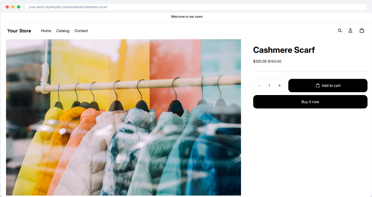 Cashmere Scarf live on the storefront
